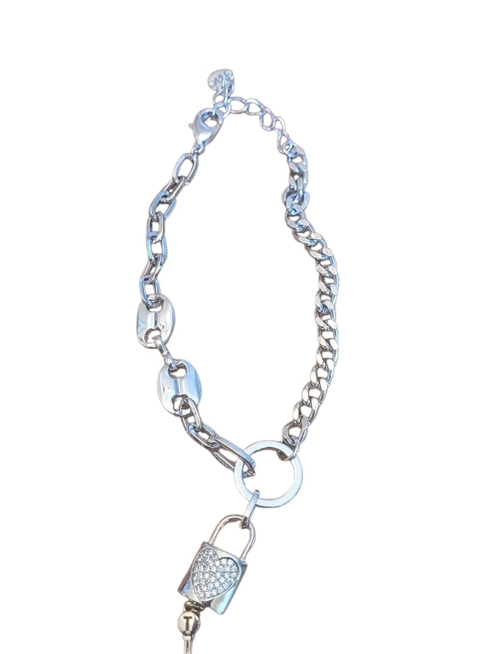 NWOT Silver Heart Padlock Chain Bracelet for Women